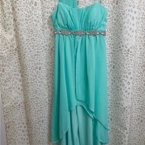 Elegant Aqua Evening Gown